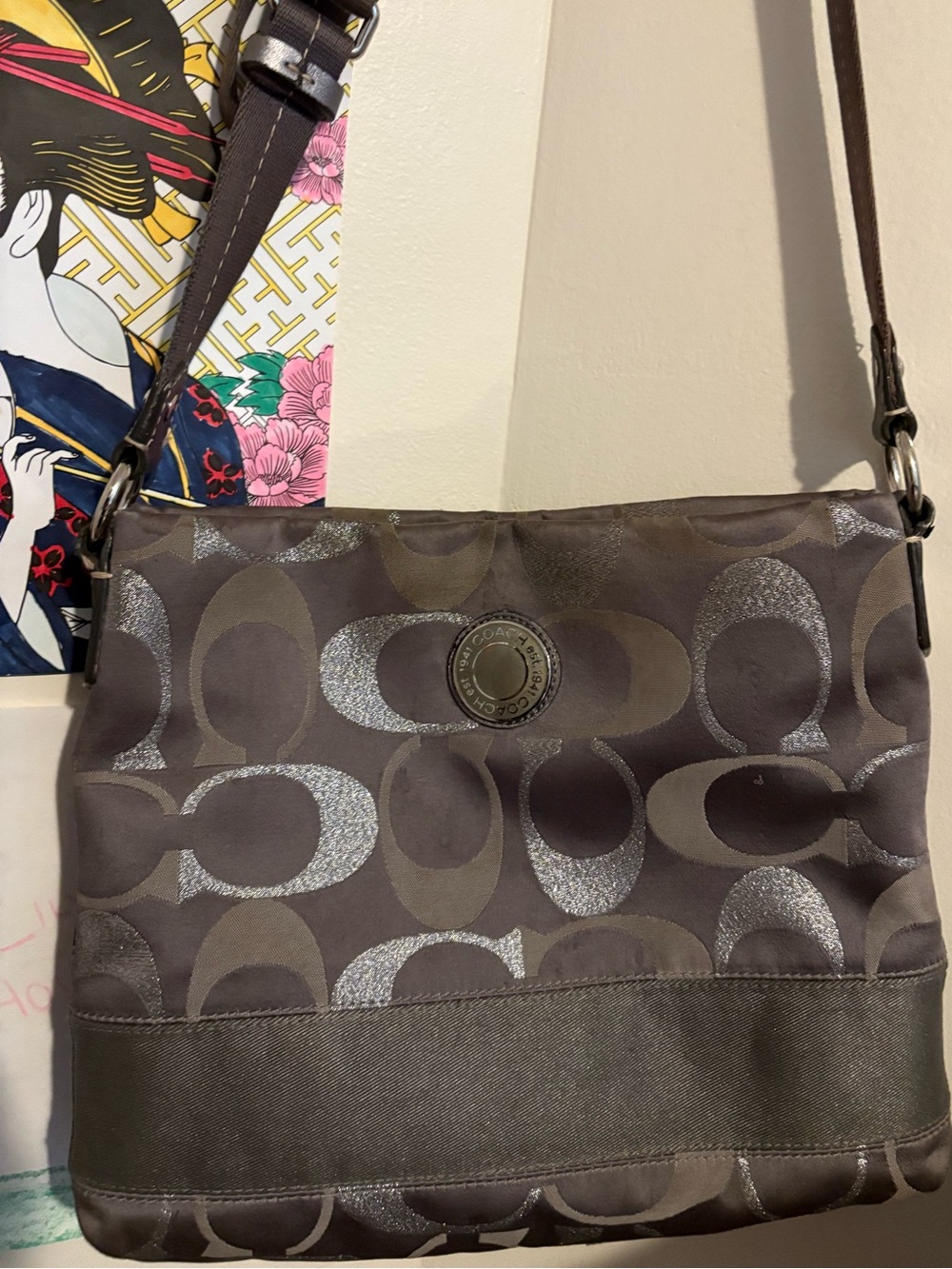 Coach Grey Signature Crossbody Bag